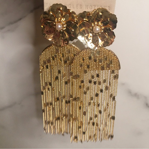 NWT Anthropologie Fringed Floral Drop Earrings - Picture 7 of 12